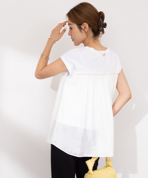 NOLLEY’S（ノーリーズ）の「割繊コンビプルオーバーカットソー（Tシャツ/カットソー・レディース・ベージュ/ベビーピンク/ネイビー/ホワイト・38）」の9枚目の写真