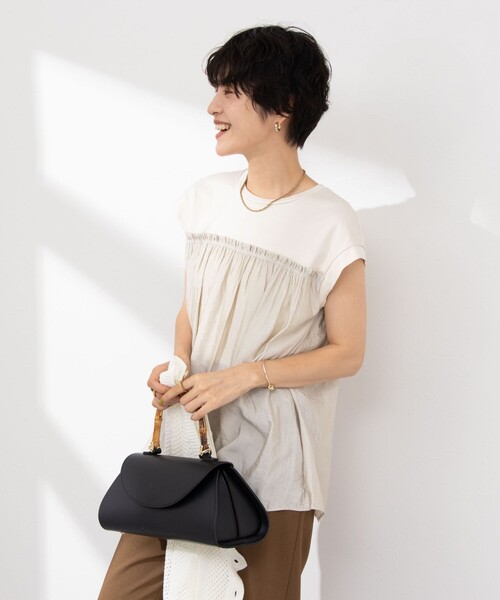 NOLLEY’S（ノーリーズ）の「割繊コンビプルオーバーカットソー（Tシャツ/カットソー・レディース・ベージュ/ベビーピンク/ネイビー/ホワイト・38）」の15枚目の写真