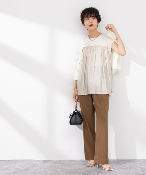 NOLLEY’S（ノーリーズ）の「割繊コンビプルオーバーカットソー（Tシャツ/カットソー・レディース・ベージュ/ベビーピンク/ネイビー/ホワイト・38）」の16枚目の写真