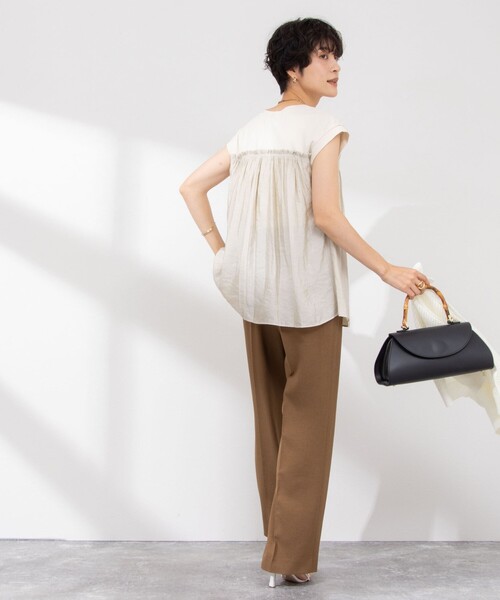 NOLLEY’S（ノーリーズ）の「割繊コンビプルオーバーカットソー（Tシャツ/カットソー・レディース・ベージュ/ベビーピンク/ネイビー/ホワイト・38）」の18枚目の写真