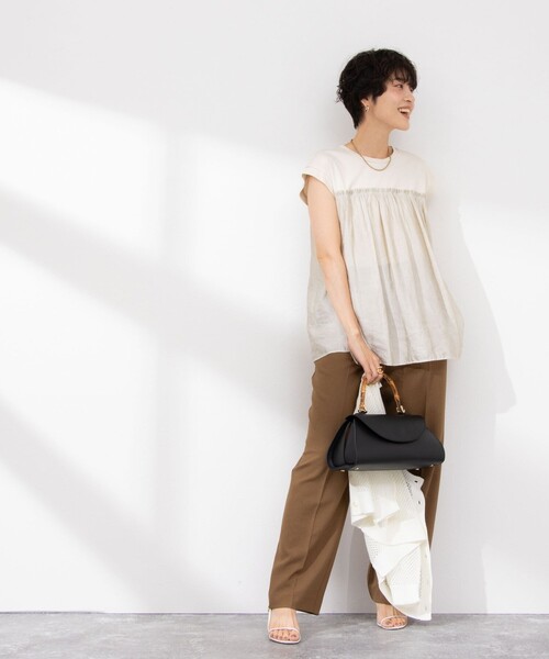 NOLLEY’S（ノーリーズ）の「割繊コンビプルオーバーカットソー（Tシャツ/カットソー・レディース・ベージュ/ベビーピンク/ネイビー/ホワイト・38）」の19枚目の写真