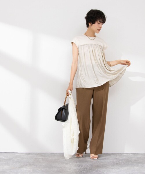 NOLLEY’S（ノーリーズ）の「割繊コンビプルオーバーカットソー（Tシャツ/カットソー・レディース・ベージュ/ベビーピンク/ネイビー/ホワイト・38）」の20枚目の写真