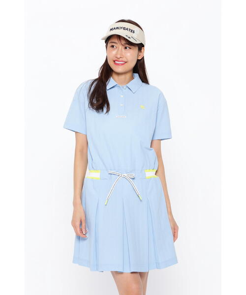 PEARLY GATES(パーリーゲイツ)の「【PEARLY GATES】ストレッチサッカー 半袖ポロワンピース(ワンピース・レディース・ブルー/オレンジ・MEDIUM/LARGE)」の2枚目の写真