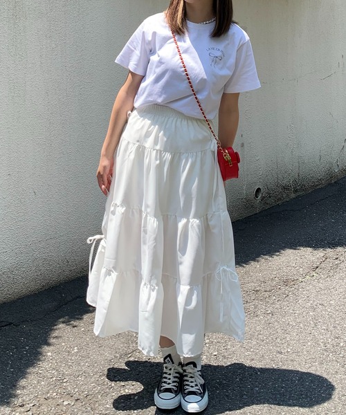 Teem Store(チームストア)の「サイドリボン ティアード ロングスカート(スカート・レディース・ブルー/ホワイト・F)」の22枚目の写真