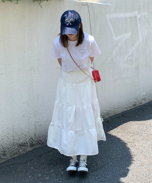 Teem Store(チームストア)の「サイドリボン ティアード ロングスカート(スカート・レディース・ブルー/ホワイト・F)」の19枚目の写真