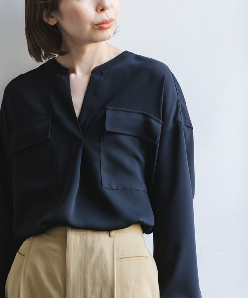 Noble（ノーブル）の「《追加》ワークディテールドレープシャツ 2（シャツ/ブラウス・レディース・ホワイト系その他/ベージュ/ネイビー・FREE）」の22枚目の写真