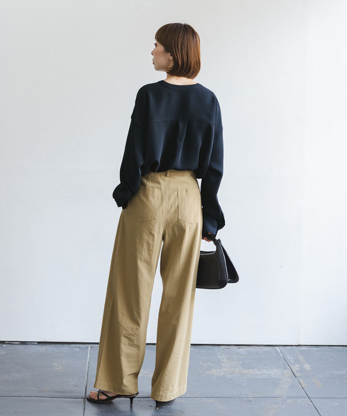 ワークディテールドレープシャツ〇ストリングジョガーパンツ〇Noble ワークディテールドレープシャツ〇ストリングジョガーパンツ〇Noble