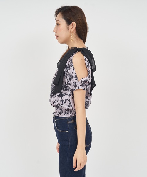 ROYAL PARTY（ロイヤルパーティー）の「オリジナル花柄パフスリーブブラウス（シャツ/ブラウス・レディース・ブラック/ベージュ・FREE）」の17枚目の写真