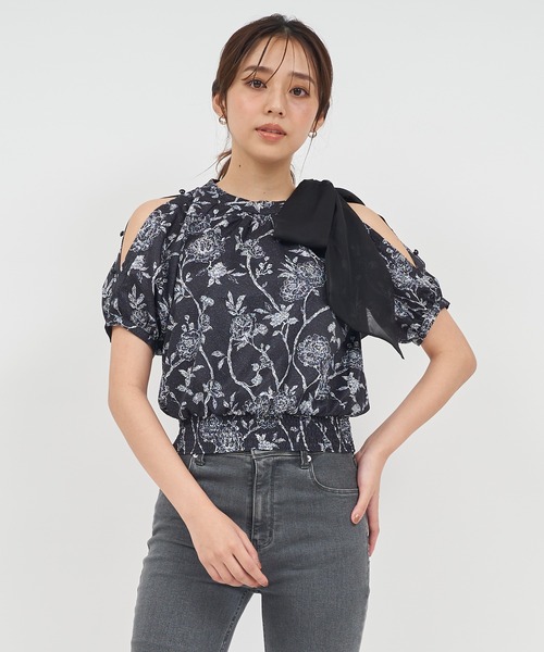 ROYAL PARTY（ロイヤルパーティー）の「オリジナル花柄パフスリーブブラウス（シャツ/ブラウス・レディース・ブラック/ベージュ・FREE）」の21枚目の写真