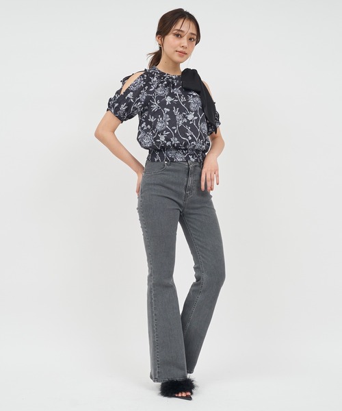 ROYAL PARTY（ロイヤルパーティー）の「オリジナル花柄パフスリーブブラウス（シャツ/ブラウス・レディース・ブラック/ベージュ・FREE）」の22枚目の写真