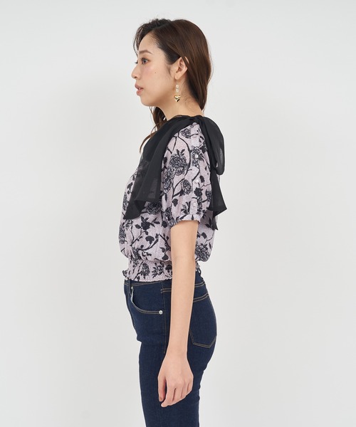 ROYAL PARTY（ロイヤルパーティー）の「オリジナル花柄パフスリーブブラウス（シャツ/ブラウス・レディース・ブラック/ベージュ・FREE）」の16枚目の写真