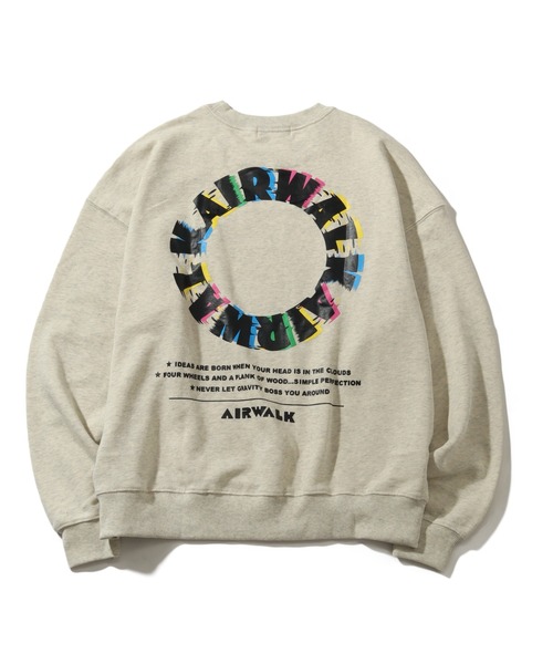 AIRWALK(エアウォーク)の「【AIRWALK/エアウォーク】裏毛 ワッペン刺繍 & バックプリント クルーネック スウェット(スウェット・メンズ・ブラック/ピンク系その他/ブルーグリーン/オートミール・M/LL/L)」の8枚目の写真