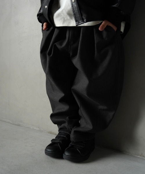 MAKE YOUR DAY（メイクユアデイ）の「無地バルーンパンツ■80～140cm（その他パンツ・キッズ・チャコールグレー/オリーブ/ブラウン・140/130/120/110/100/90/80）」の2枚目の写真