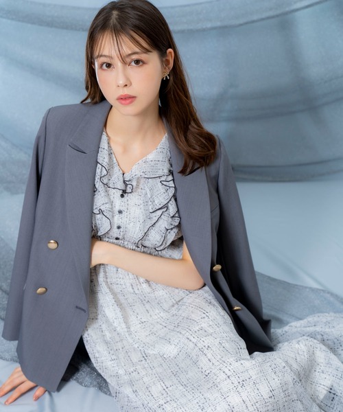 NOELA（ノエラ）の「ゴールドボタンテーラードダブルジャケット（テーラードジャケット・レディース・ブラウン/チャコールグレー/ネイビー・M/S）」の14枚目の写真