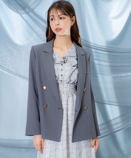 NOELA（ノエラ）の「ゴールドボタンテーラードダブルジャケット（テーラードジャケット・レディース・ブラウン/チャコールグレー/ネイビー・M/S）」の4枚目の写真