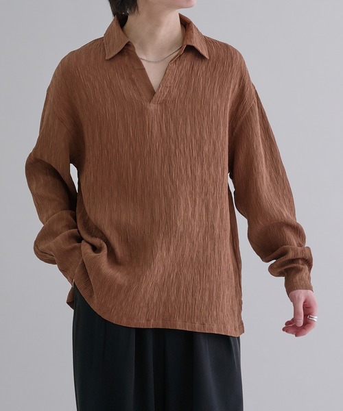 epnok(エプノック)の「スキッパールーズシャツ(シャツ/ブラウス・メンズ・テラコッタ/キャメル/ブラック・SMALL/MEDIUM/LARGE)」の3枚目の写真