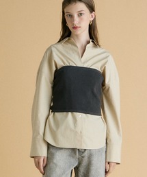 テンセルコットン スキッパーワイドシャツ