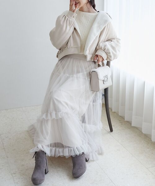 MAJESTIC LEGON（マジェスティックレゴン）の「ふわふわボリュームライダース（ブルゾン・レディース・ブラウン/アイボリー・SMALL/MEDIUM）」の3枚目の写真