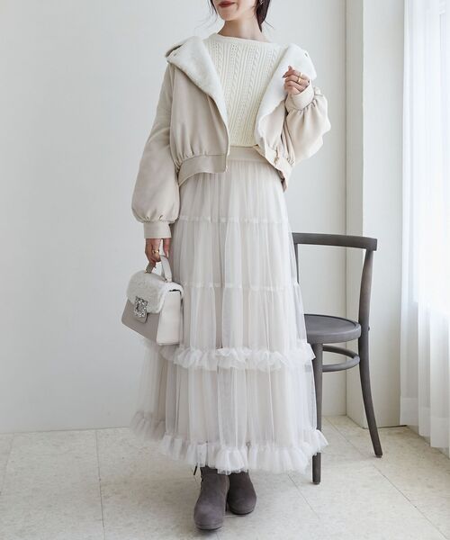 MAJESTIC LEGON（マジェスティックレゴン）の「ふわふわボリュームライダース（ブルゾン・レディース・ブラウン/アイボリー・SMALL/MEDIUM）」の4枚目の写真