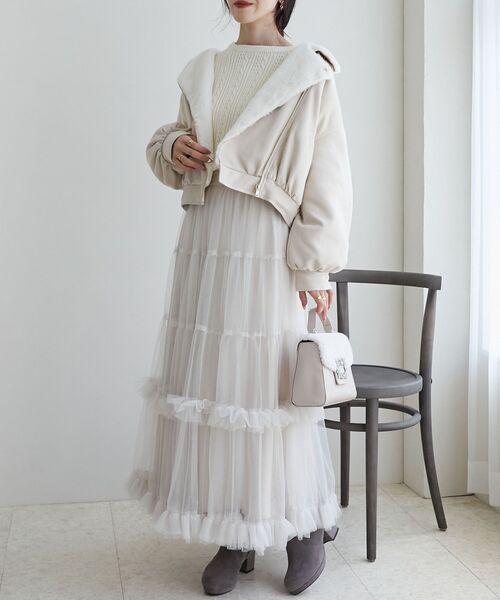MAJESTIC LEGON（マジェスティックレゴン）の「ふわふわボリュームライダース（ブルゾン・レディース・ブラウン/アイボリー・SMALL/MEDIUM）」の5枚目の写真