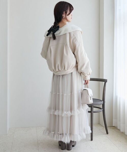 MAJESTIC LEGON（マジェスティックレゴン）の「ふわふわボリュームライダース（ブルゾン・レディース・ブラウン/アイボリー・SMALL/MEDIUM）」の6枚目の写真