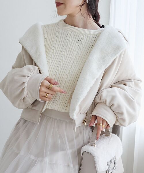 MAJESTIC LEGON（マジェスティックレゴン）の「ふわふわボリュームライダース（ブルゾン・レディース・ブラウン/アイボリー・SMALL/MEDIUM）」の7枚目の写真