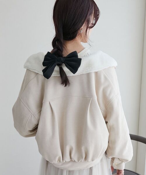 MAJESTIC LEGON（マジェスティックレゴン）の「ふわふわボリュームライダース（ブルゾン・レディース・ブラウン/アイボリー・SMALL/MEDIUM）」の10枚目の写真