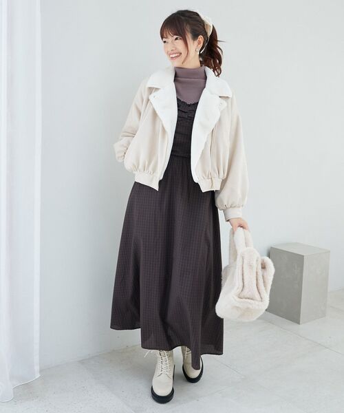 MAJESTIC LEGON（マジェスティックレゴン）の「ふわふわボリュームライダース（ブルゾン・レディース・ブラウン/アイボリー・SMALL/MEDIUM）」の12枚目の写真