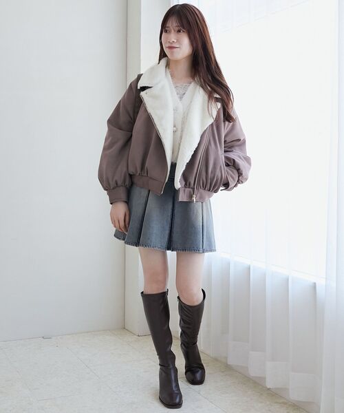 MAJESTIC LEGON（マジェスティックレゴン）の「ふわふわボリュームライダース（ブルゾン・レディース・ブラウン/アイボリー・SMALL/MEDIUM）」の14枚目の写真
