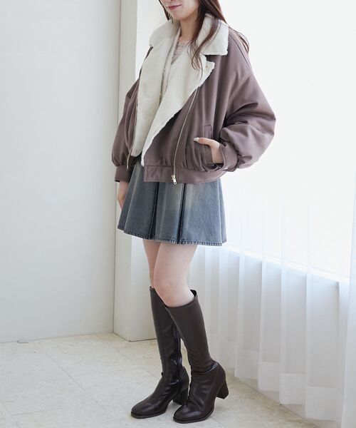 MAJESTIC LEGON（マジェスティックレゴン）の「ふわふわボリュームライダース（ブルゾン・レディース・ブラウン/アイボリー・SMALL/MEDIUM）」の15枚目の写真