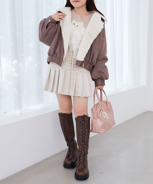 MAJESTIC LEGON（マジェスティックレゴン）の「ふわふわボリュームライダース（ブルゾン・レディース・ブラウン/アイボリー・SMALL/MEDIUM）」の21枚目の写真