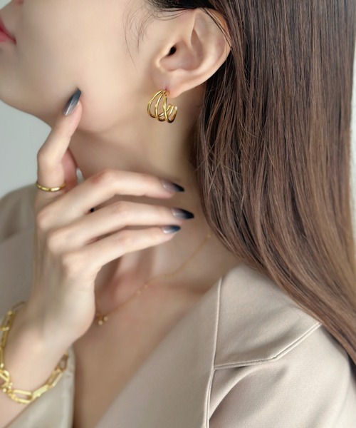 セール】【ステンレス】3連フープピアス-3line hoop pierce/stainless