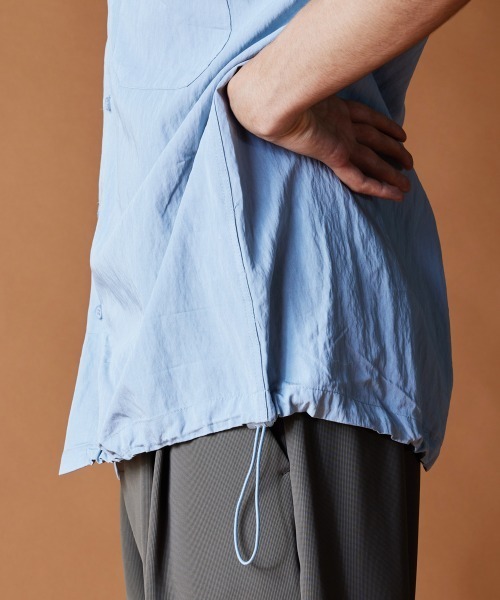 rehacer(レアセル)の「R. : Rayon Drawcord S/S Loose Shirt(シャツ/ブラウス・メンズ・チャコールグレー/ブルー・MEDIUM/LARGE/X-LARGE)」の7枚目の写真