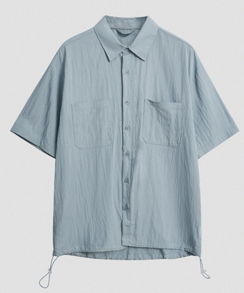 rehacer(レアセル)の「R. : Rayon Drawcord S/S Loose Shirt(シャツ/ブラウス・メンズ・チャコールグレー/ブルー・MEDIUM/LARGE/X-LARGE)」の9枚目の写真