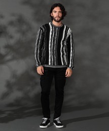 HIDEAWAYS NICOLE | 【ＷＥＢ限定】ランダムストライプ３Dニットプルオーバー(ニット/セーター)