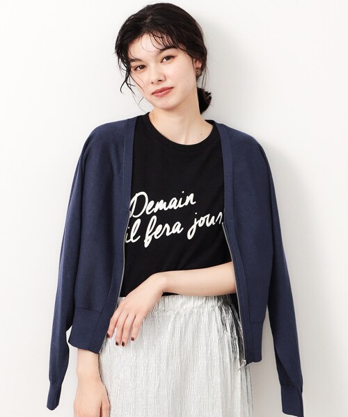 OPAQUE.CLIP（オペークドットクリップ）の「◆UV VネックZIPドルマンニットカーディガン【洗濯機洗い可/抗ピル】（カーディガン/ボレロ・レディース・グレー/ブルー系その他/ブラック/ライトベージュ・38/42/40）」の4枚目の写真