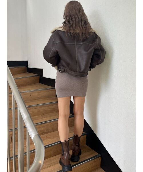 GYDA(ジェイダ)の「フェイクスウェードボアショートジャケット(ライダースジャケット・レディース・ブラウン/グレー/ブラック・FREE)」の16枚目の写真