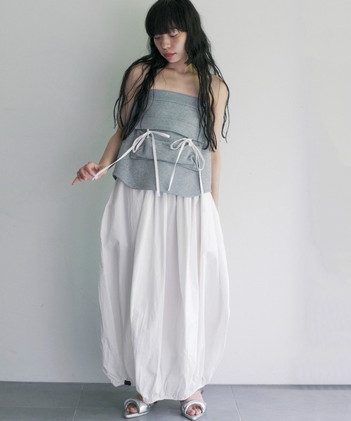 【セール】Mixed Fabrics Ribbon Two Piece（スカート）｜SORIN（ソリン ）