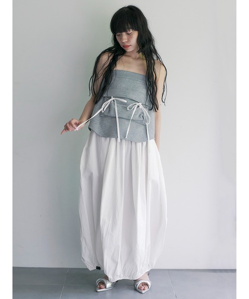 【セール】Mixed Fabrics Ribbon Two Piece（スカート）｜SORIN（ソリン ）