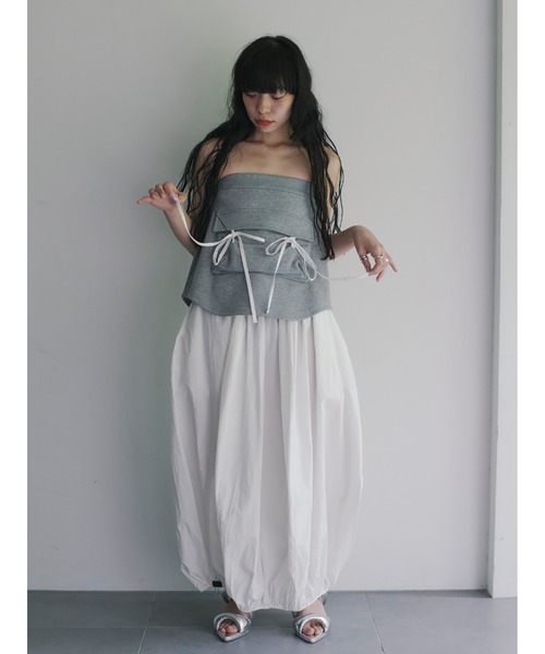 【セール】Mixed Fabrics Ribbon Two Piece（スカート）｜SORIN（ソリン ）