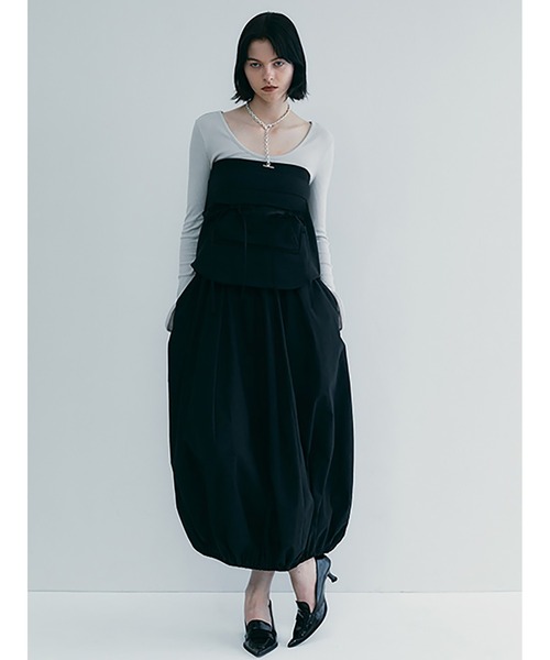 【セール】Mixed Fabrics Ribbon Two Piece（スカート）｜SORIN（ソリン ）