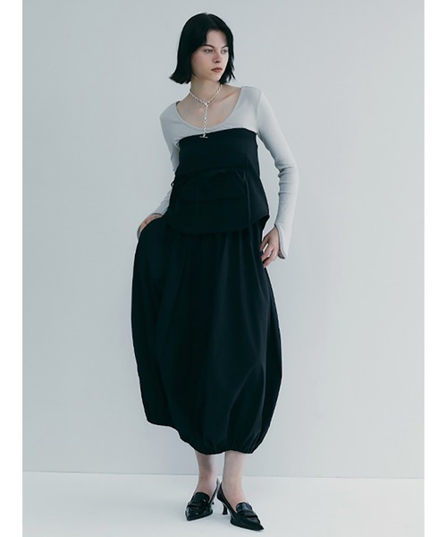 【セール】Mixed Fabrics Ribbon Two Piece（スカート）｜SORIN（ソリン ）