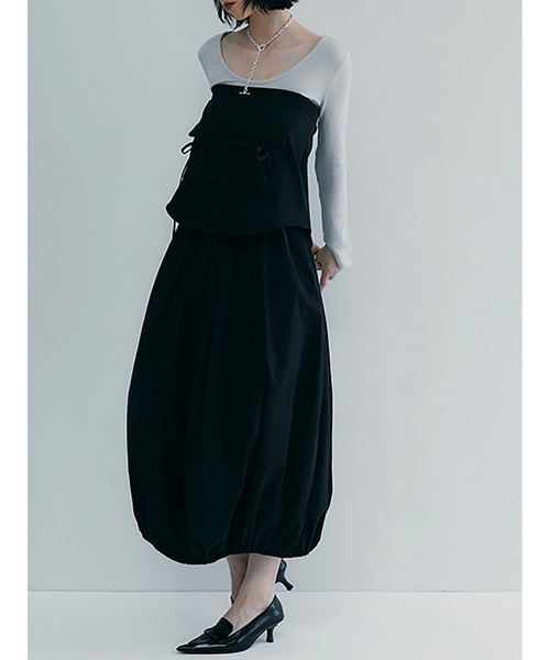 【セール】Mixed Fabrics Ribbon Two Piece（スカート）｜SORIN（ソリン ）