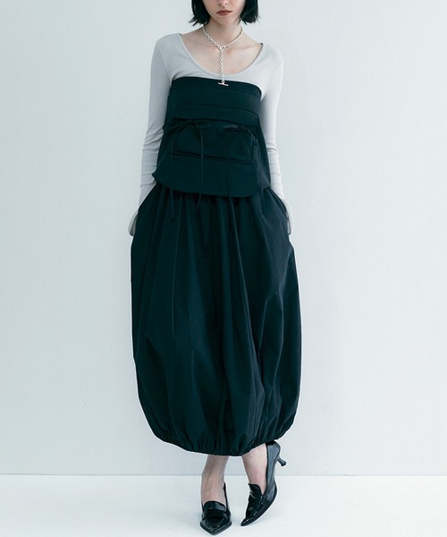 【セール】Mixed Fabrics Ribbon Two Piece（スカート）｜SORIN（ソリン ）