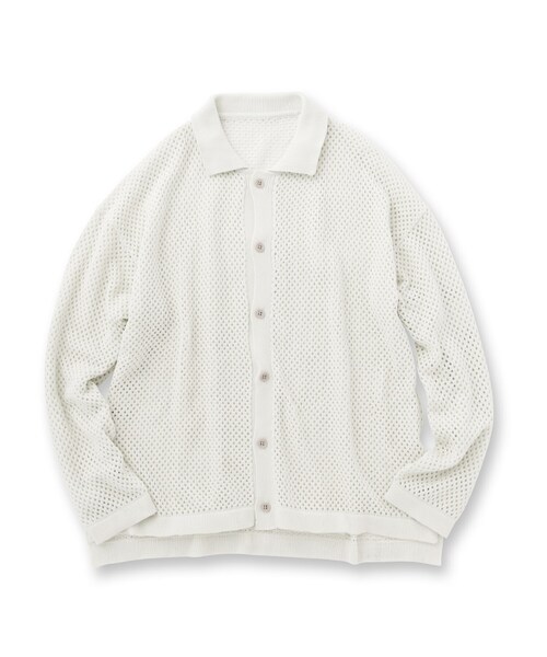 tk.TAKEO KIKUCHI(ティーケータケオキクチ)の「◆透かし編みニットシャツ(ニット/セーター・レディース・オフホワイト/ブラック/ブルー系その他・66)」の4枚目の写真