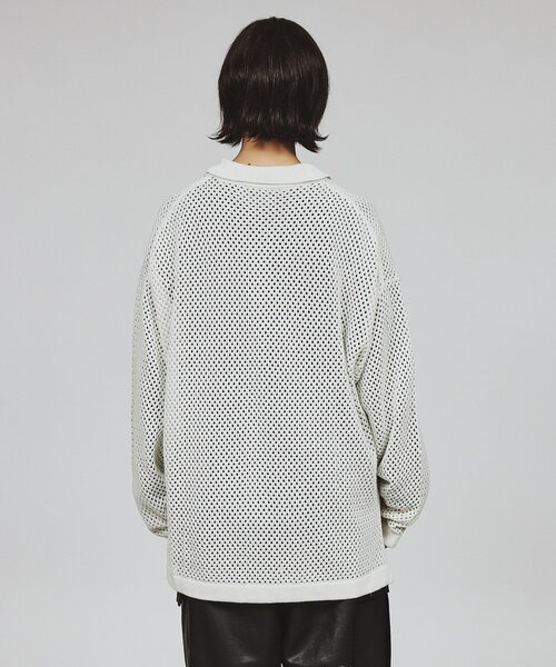 tk.TAKEO KIKUCHI(ティーケータケオキクチ)の「◆透かし編みニットシャツ(ニット/セーター・レディース・オフホワイト/ブラック/ブルー系その他・66)」の7枚目の写真