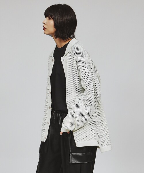 tk.TAKEO KIKUCHI(ティーケータケオキクチ)の「◆透かし編みニットシャツ(ニット/セーター・レディース・オフホワイト/ブラック/ブルー系その他・66)」の11枚目の写真