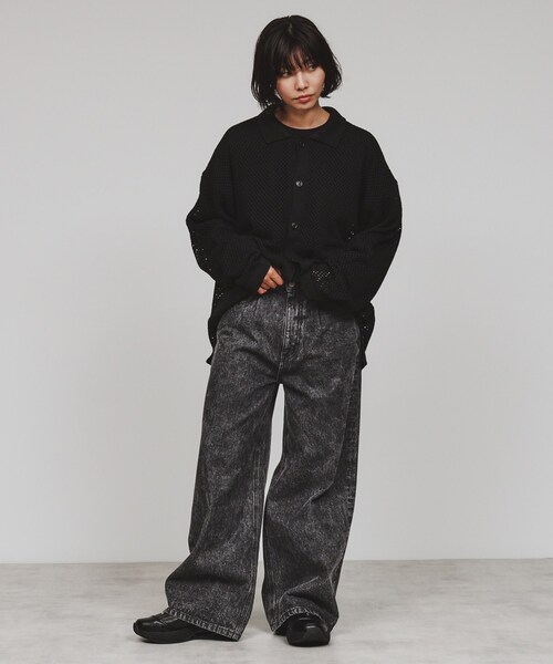 tk.TAKEO KIKUCHI(ティーケータケオキクチ)の「◆透かし編みニットシャツ(ニット/セーター・レディース・オフホワイト/ブラック/ブルー系その他・66)」の16枚目の写真