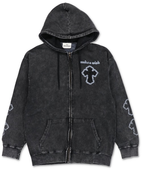 SPINNS（スピンズ）の「グランジ/裏起毛であったか！ジップパーカー クロス（スウェット・メンズ・ブラック/ブラック系その他・ONESIZE）」の3枚目の写真