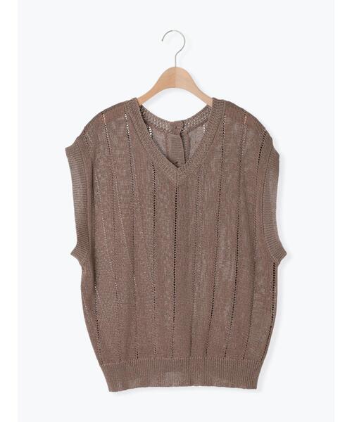 Samansa Mos2（サマンサ モスモス）の「テープヤーン前後2WAYベスト（ベスト・レディース・オレンジ/マスタード/ブラック/キナリ/モカ・F）」の16枚目の写真